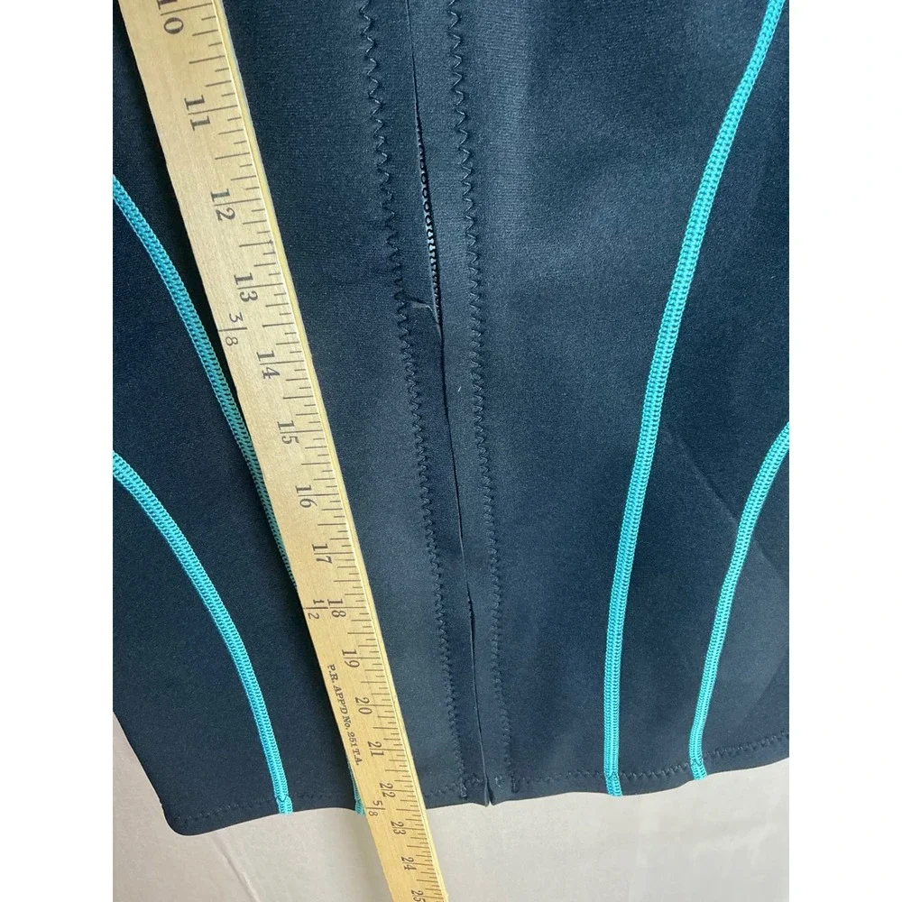 GoldFin Wetsuit Top Womens Medium Black Teal 2mm Neoprene Zip Front Excellent